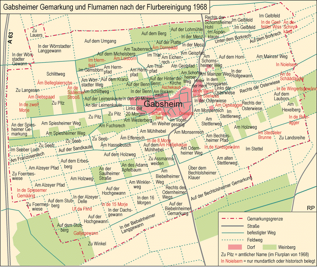 Plan der Flurnamen von Gabsheim